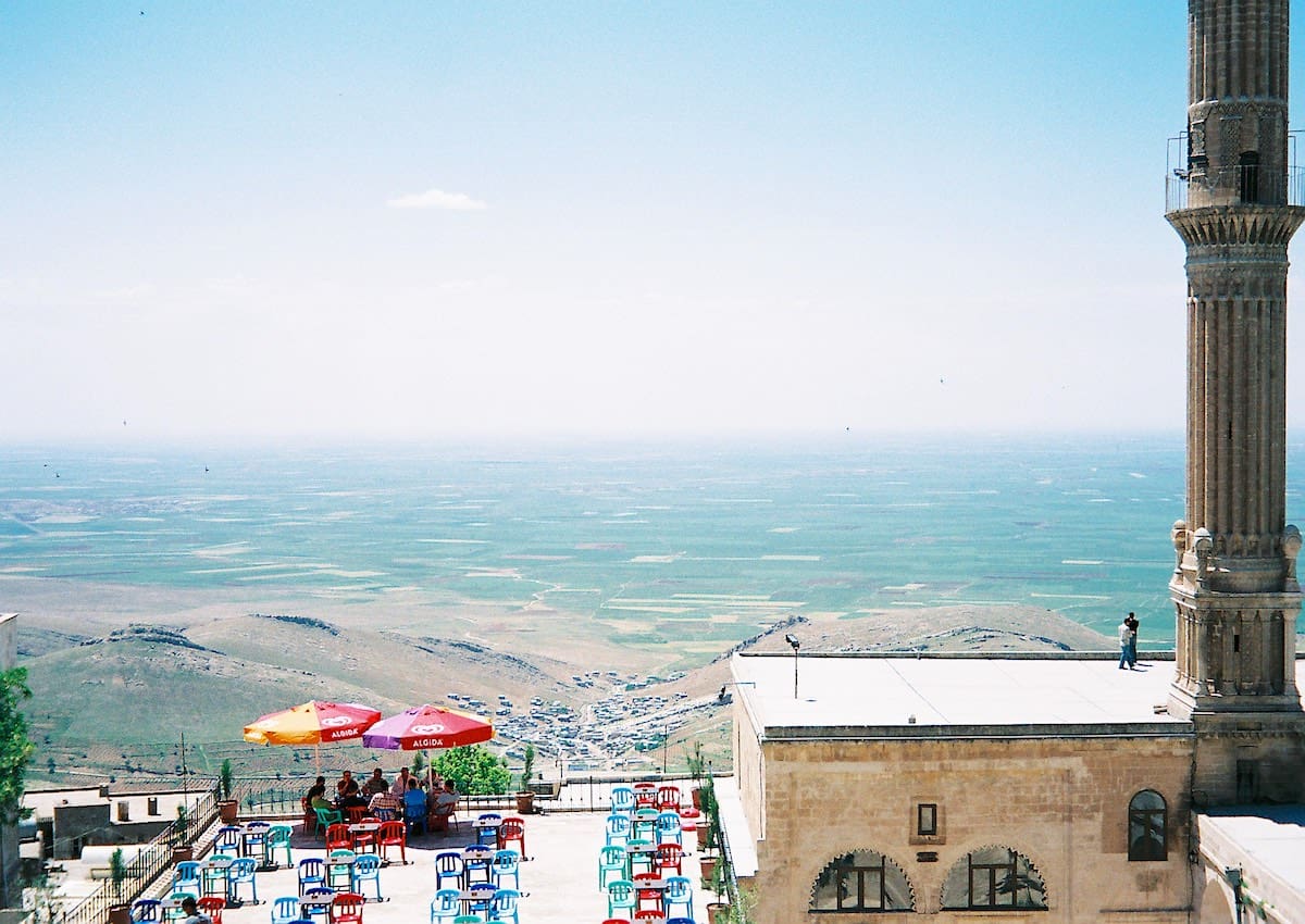 Terrace in Mardin Turkey overlooking the plains towards Syria.