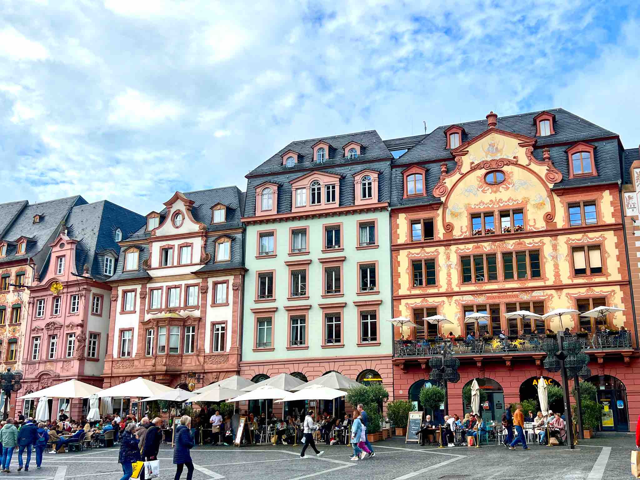 A row of buildings in Mainz Germany.