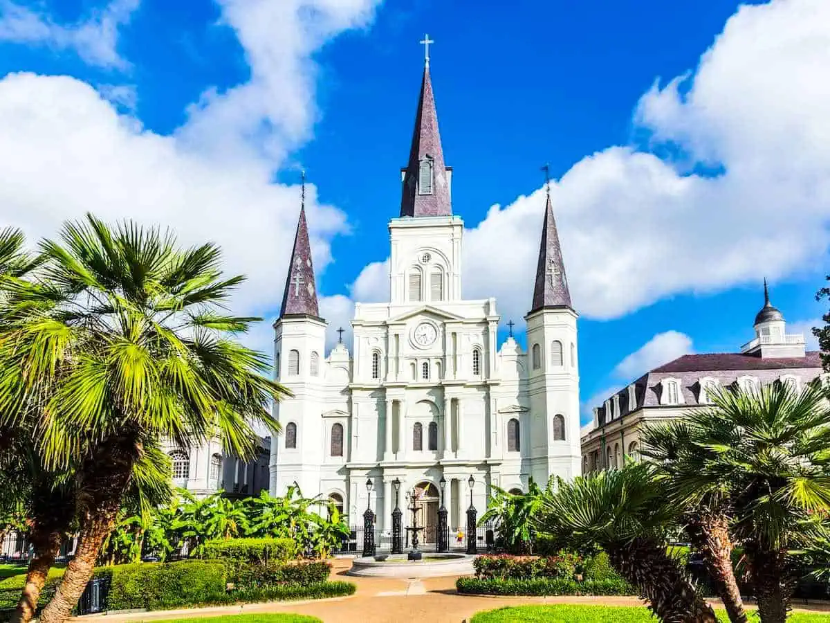 Church with trees in New Orleans. 