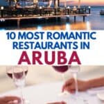 Collage of two romantic restaurants in Aruba.