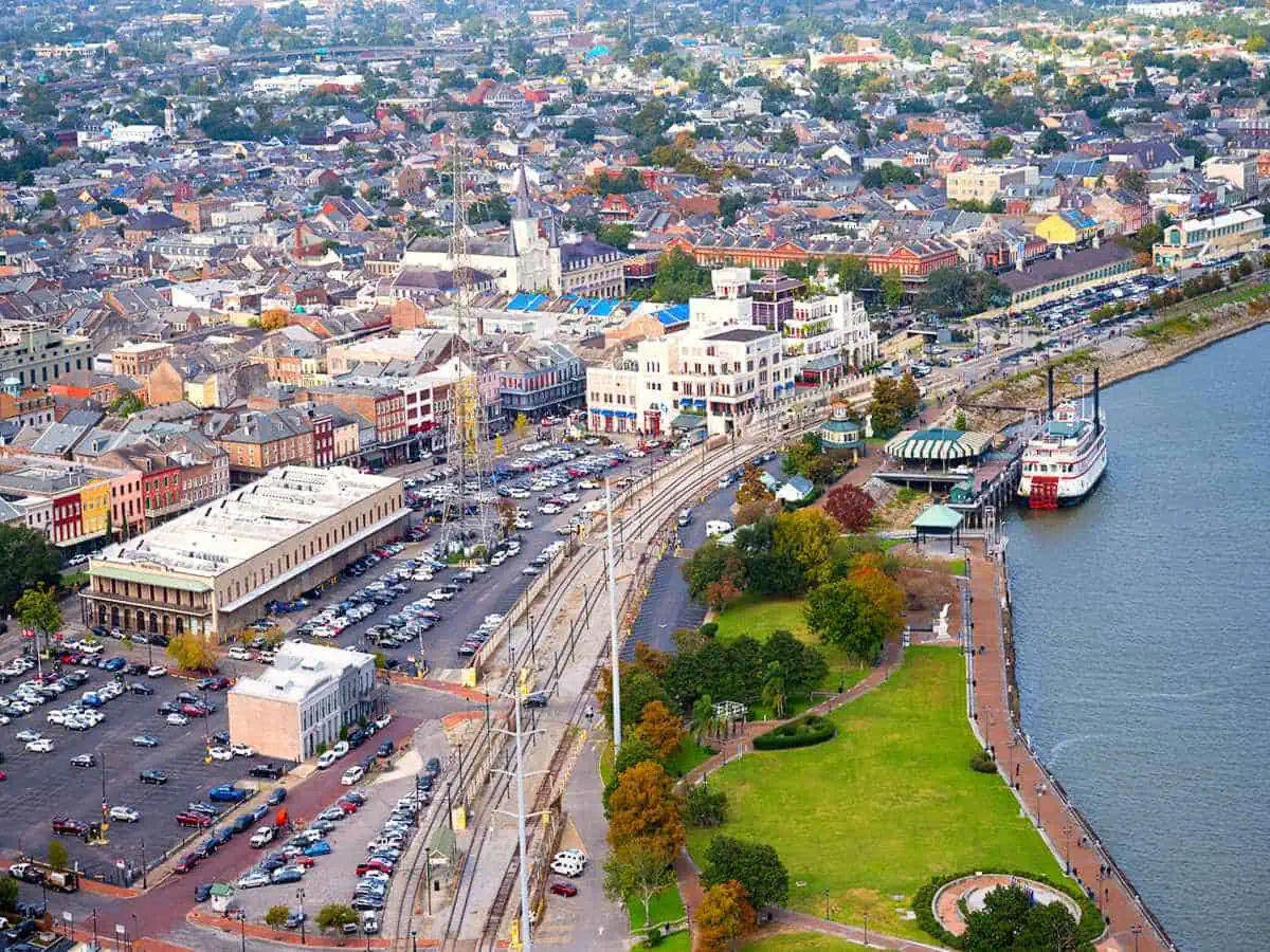 View of the city and shore in New Orleans.