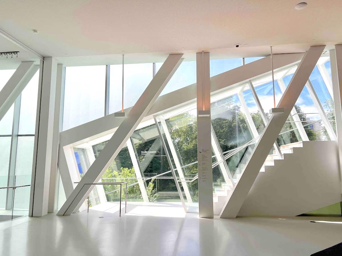 The soaring contemporary interior of the Musée National des Beaux-Arts du Quebec. 