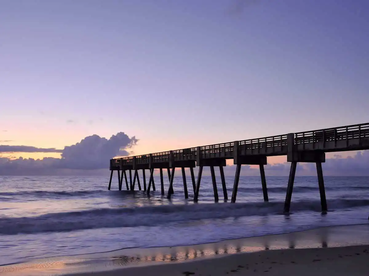 Waves at Vero Beach Pier in Florida. 