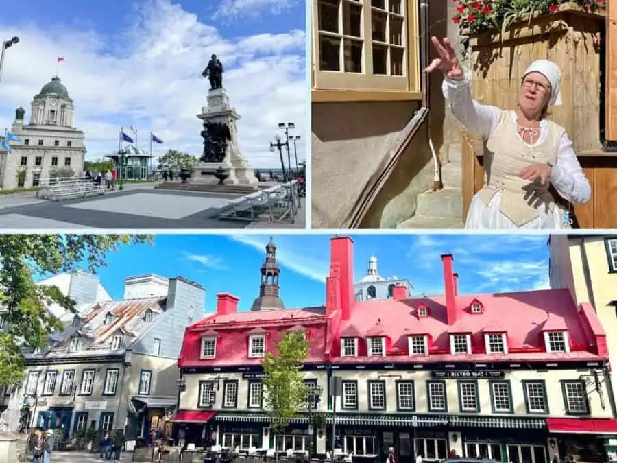 A collage of a walking tour of Quebec City. 