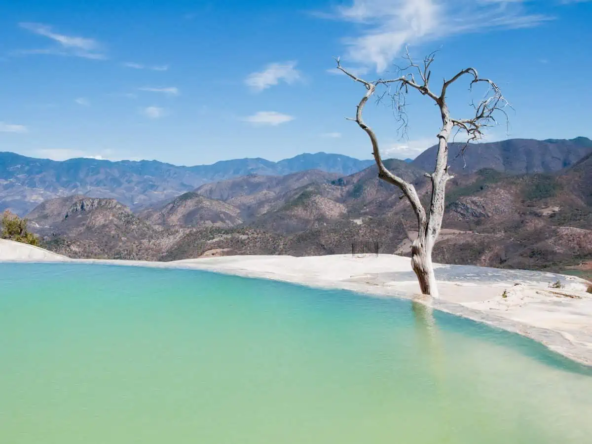 Thermal waters of Hierve el Agua in Oaxaca Mexico. 