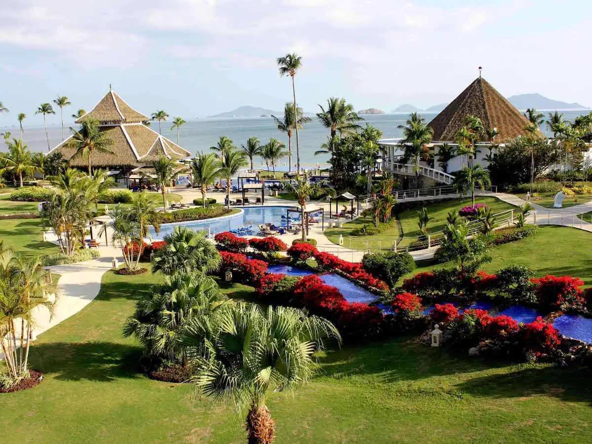 Landscaped gardens at Dreams Playa Bonita in Panama. 