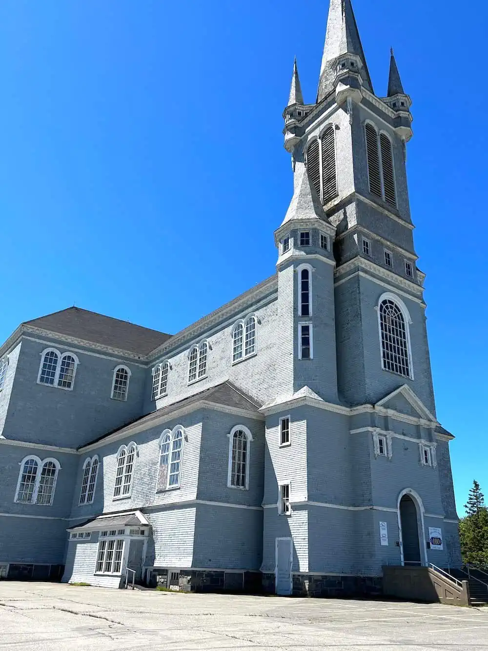 Exterior of Saint-Marie Church in Nova Scotia. 