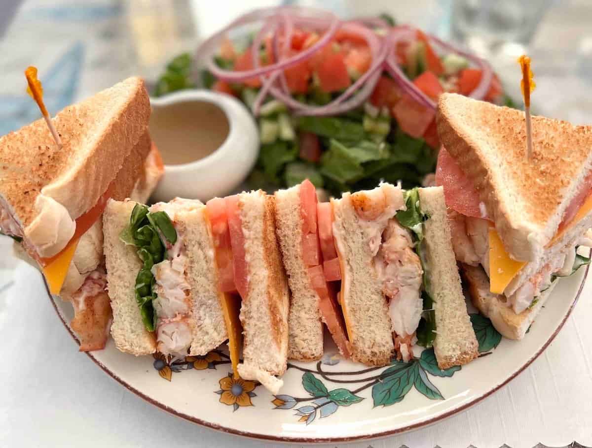 a lobster club sandwich at Le Cuisine Robicheau.