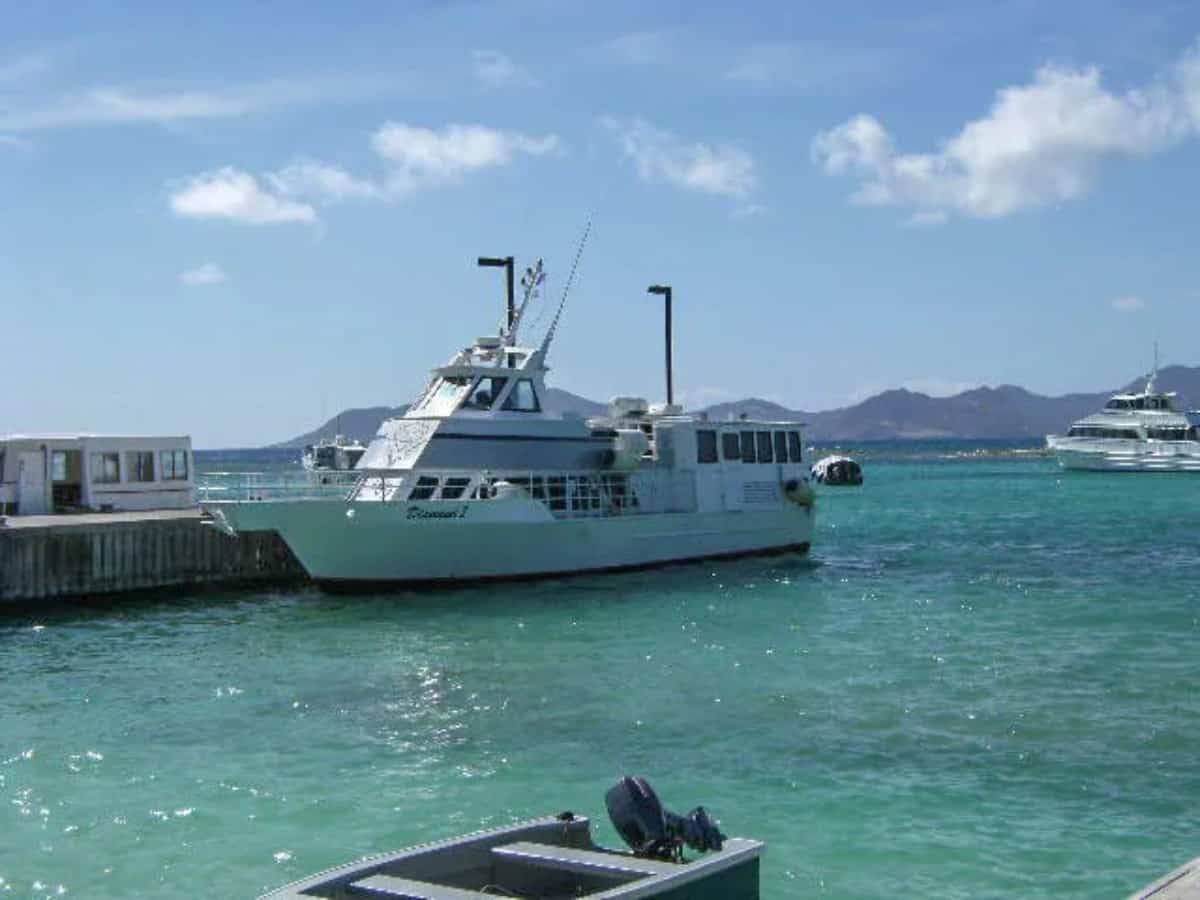 Ferry in harbor.