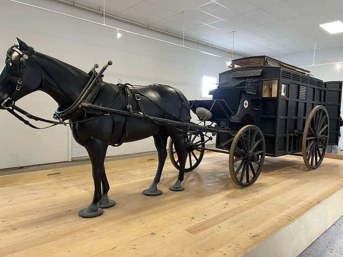 A horse-drawn ambulance in the Hospital Sector. 