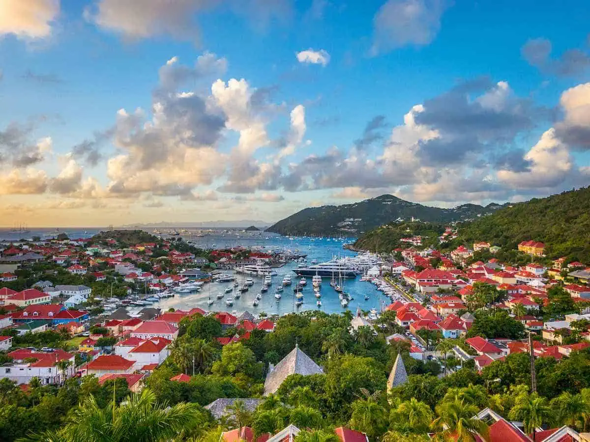 View of Saint Barthelemy and its harbour. 