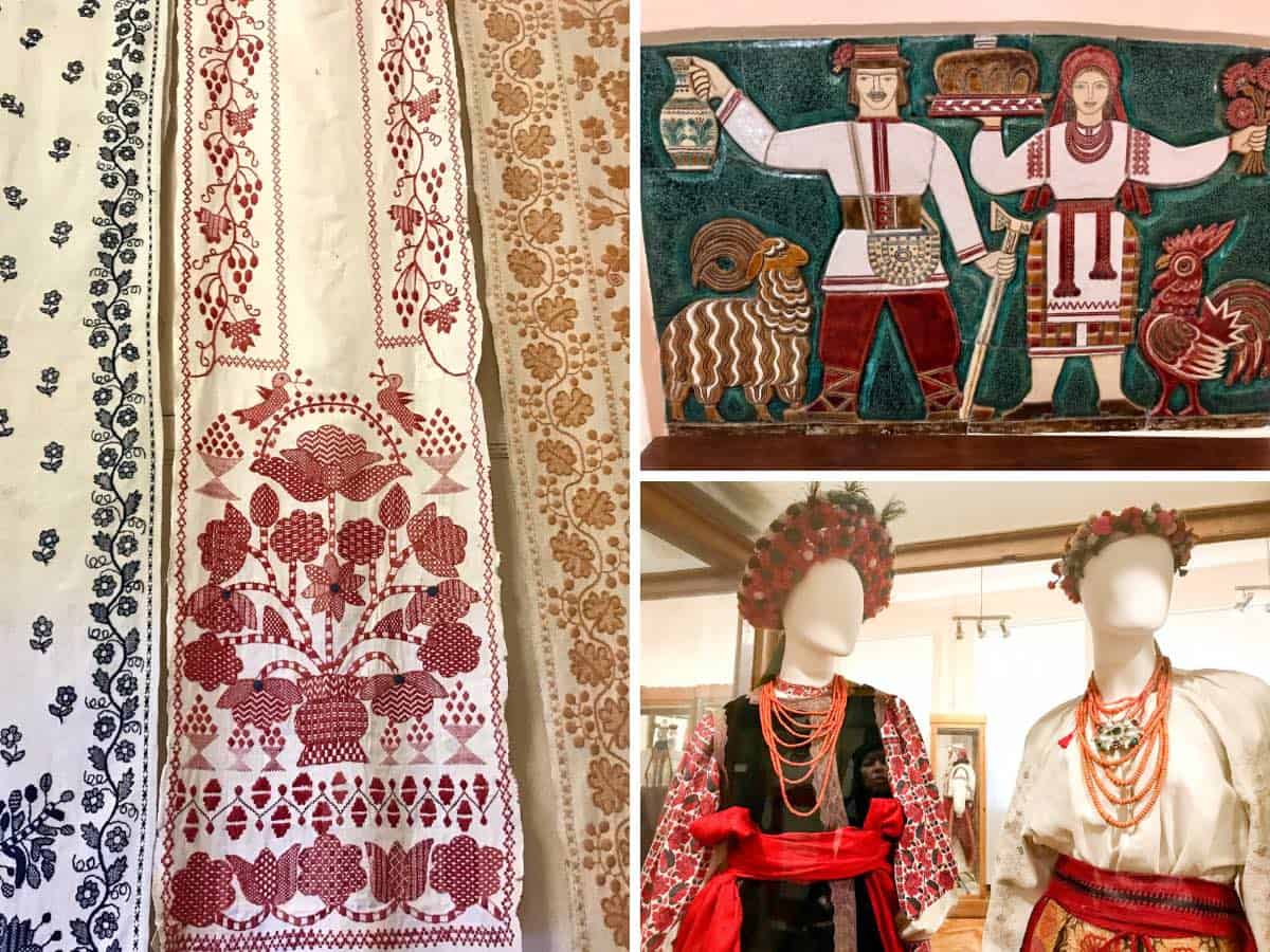 Ukrainian Folk Art Museum collage of decorative items.