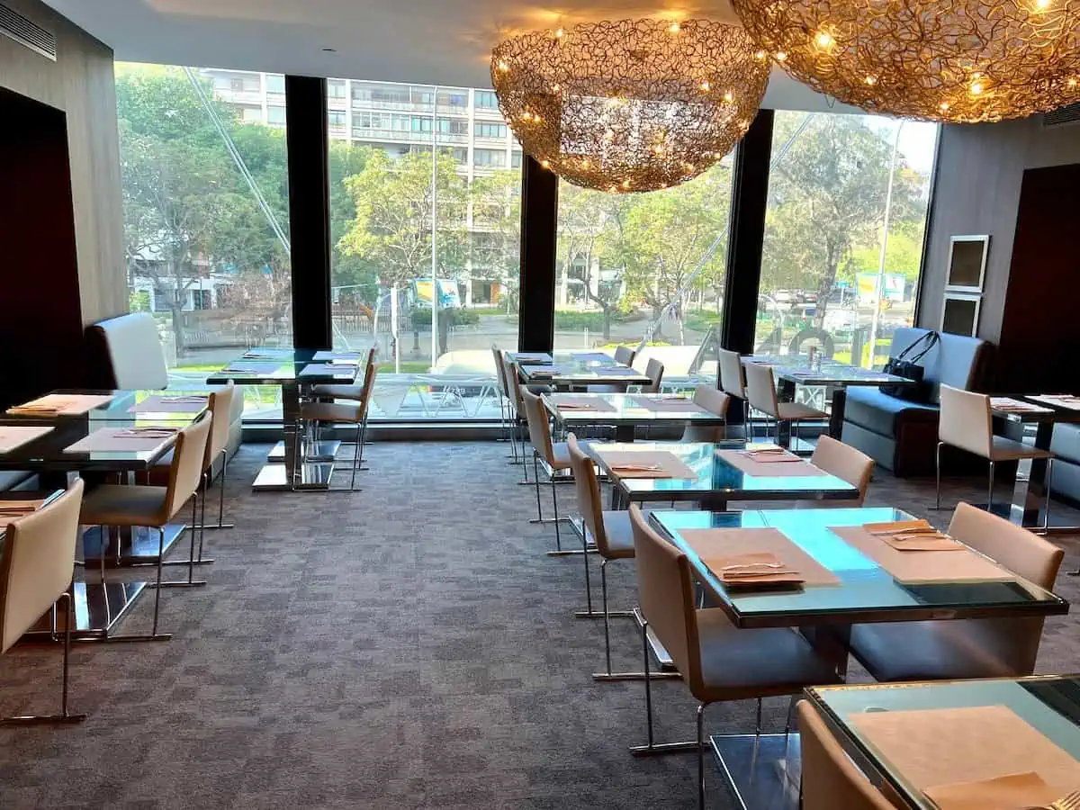 With its modern tables the main breakfast room is an airy spacious place to enjoy a morning meal. 