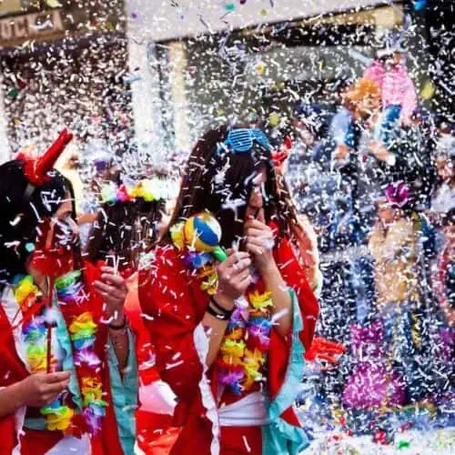 People celebrating at a festival in Cyprus.