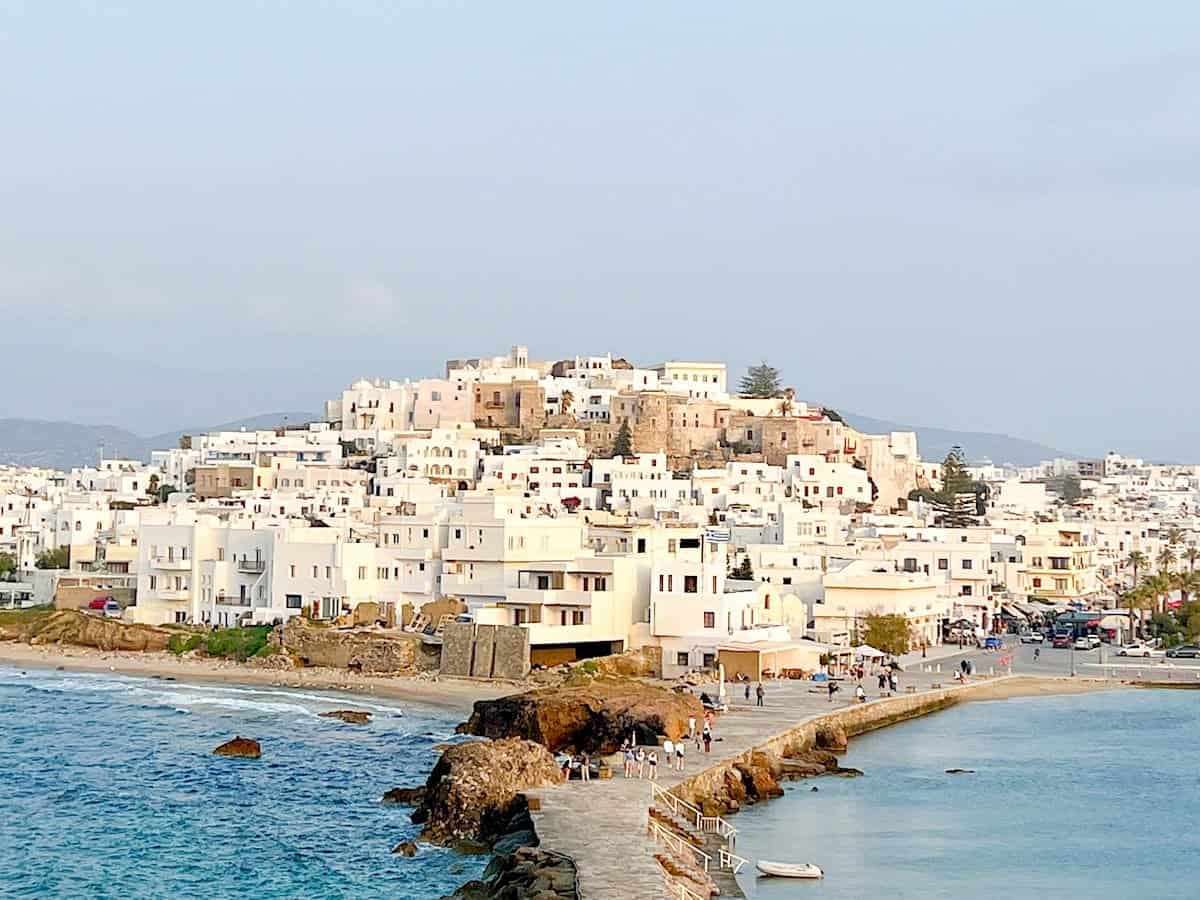 Skyline of Chora with the Venetian Castle in centre. 