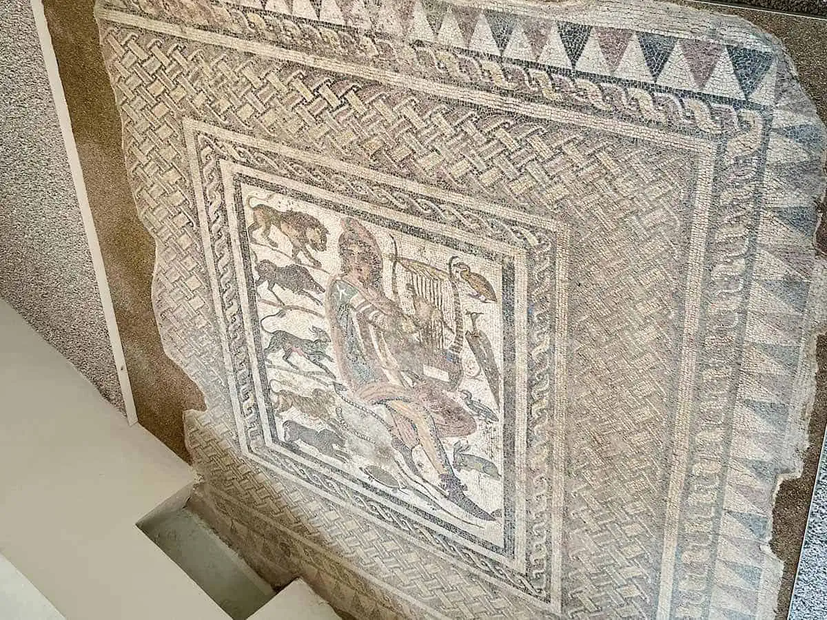 Mosaic of Orpheus as an animal charmer. 