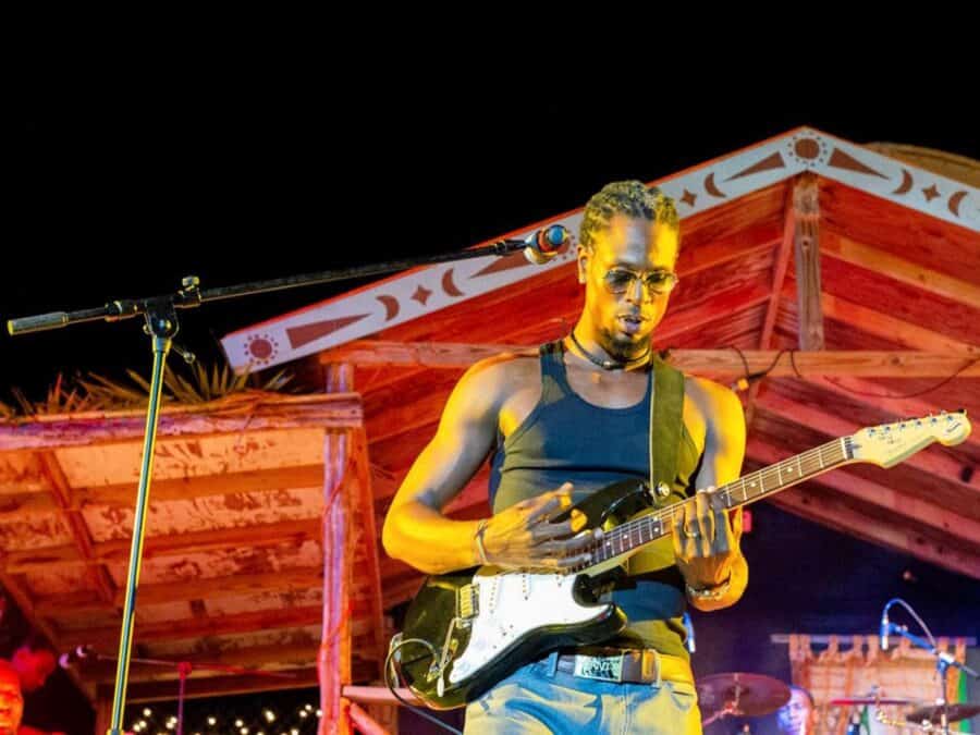 Musician playing guitar in Anguilla. 