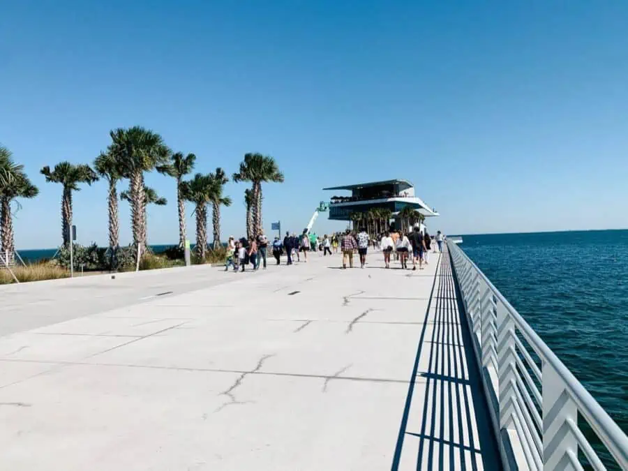 Pier with palm trees.
