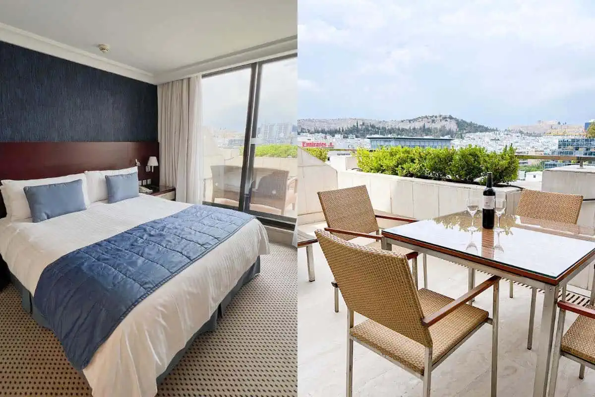 Spacious suite (840) with its own terrace and Acropolis and city views. 