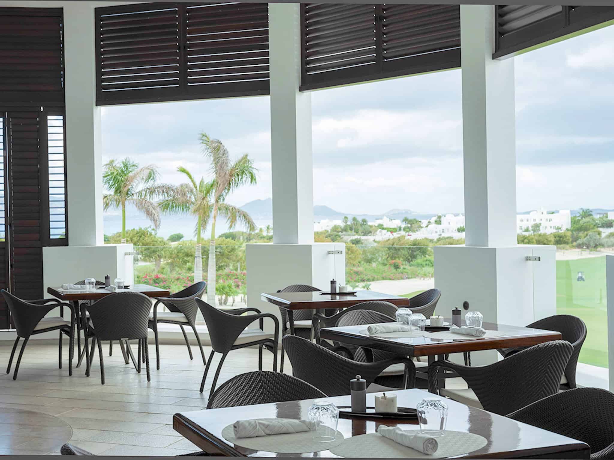 Panoramic views in the dining room at D. Richards restaurant in Anguilla.  