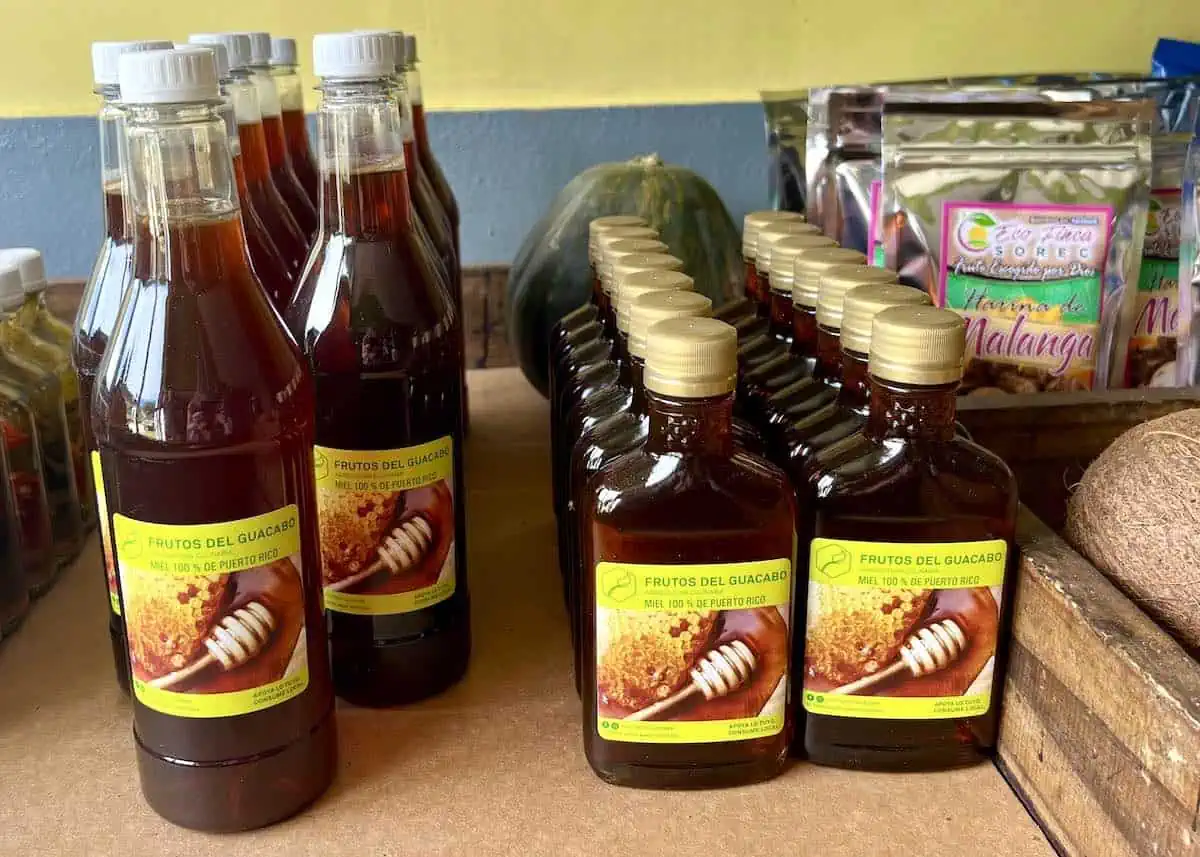 Locally produced honey in the farm store.