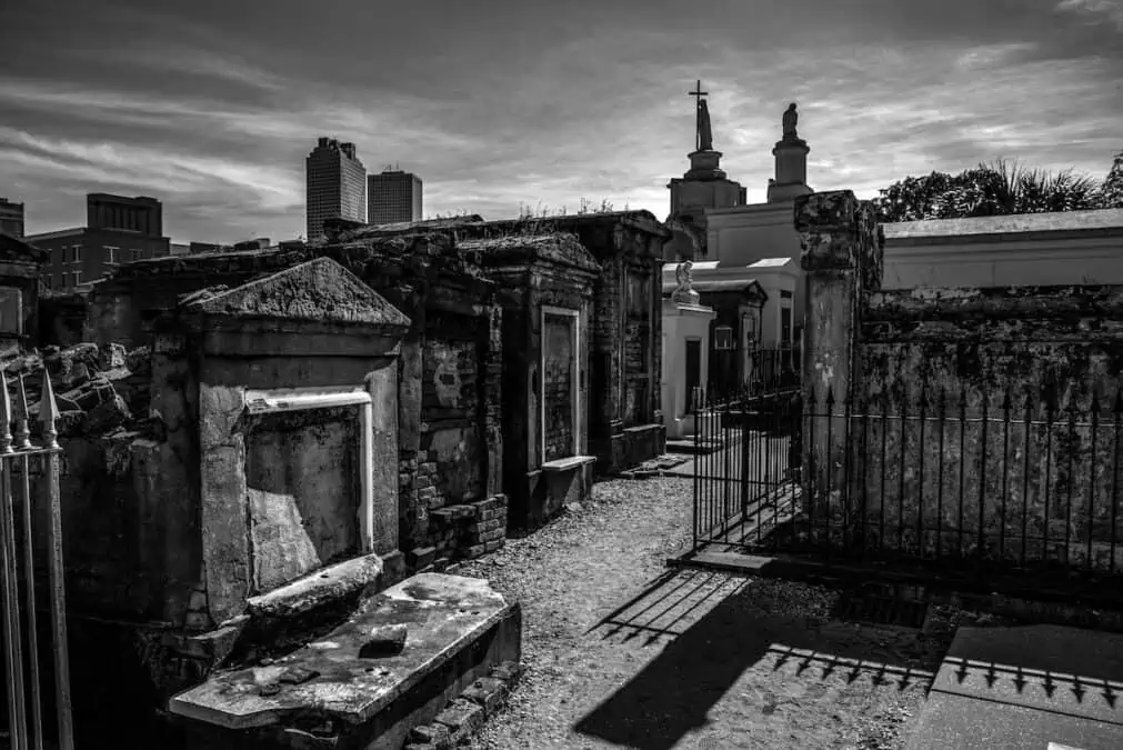 New Orleans Cemetery at night.  