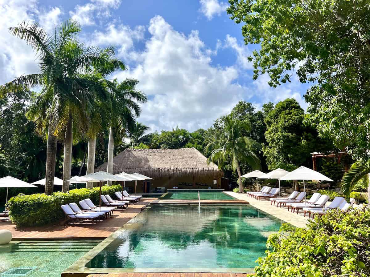 Zen pool zone at Grand Velas resort in Mexico.