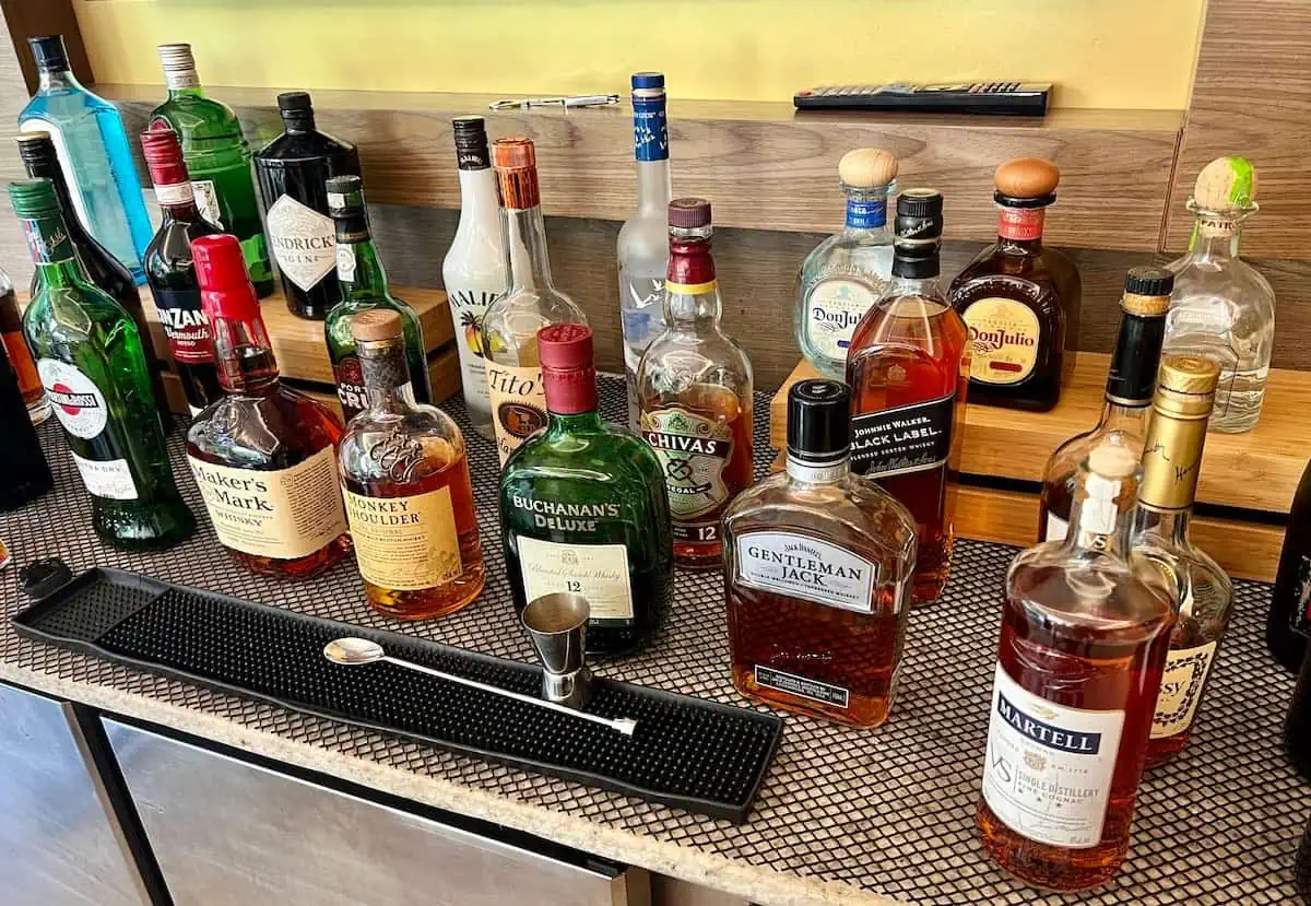 Some of the top shelf liquor at the Diamond Club Lounge at Royalton Grenada.