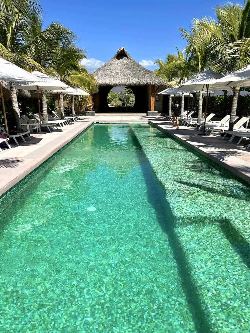 Sparkling swimming pool at El Origen Beach Club near Puerto Escondido. (Credit: Michele Peterson)