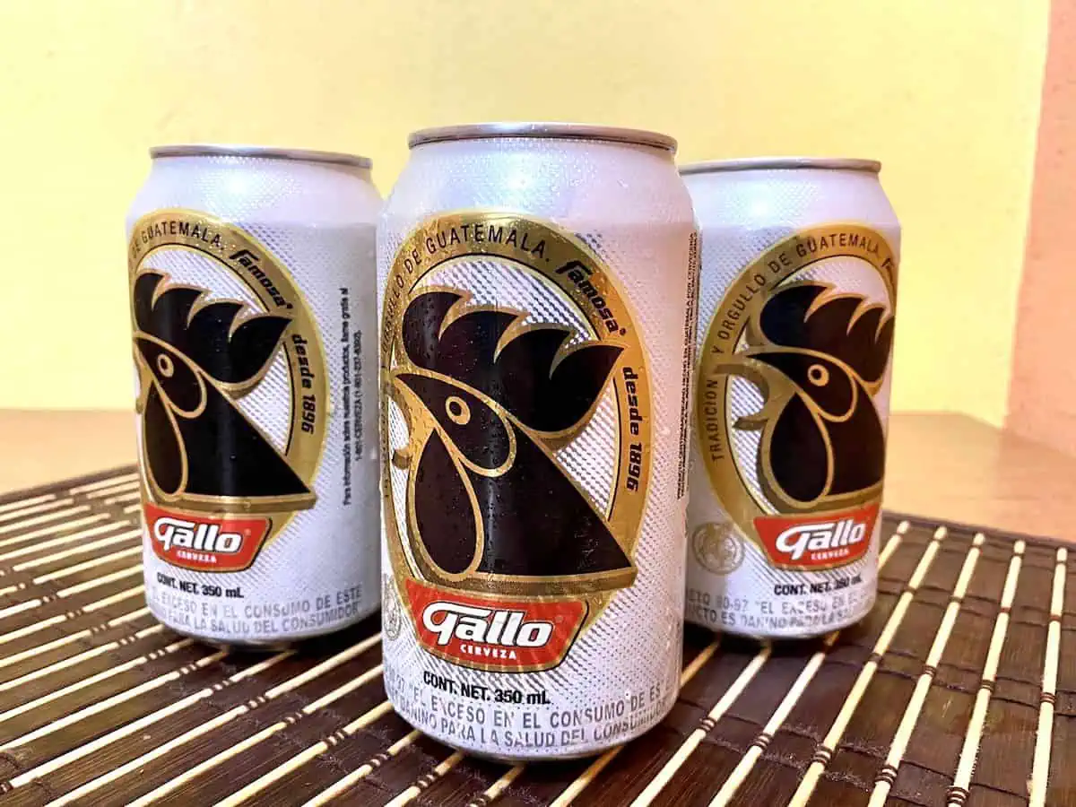 A trio of Gallo beer, considered by many to be Guatemala's national drink. 