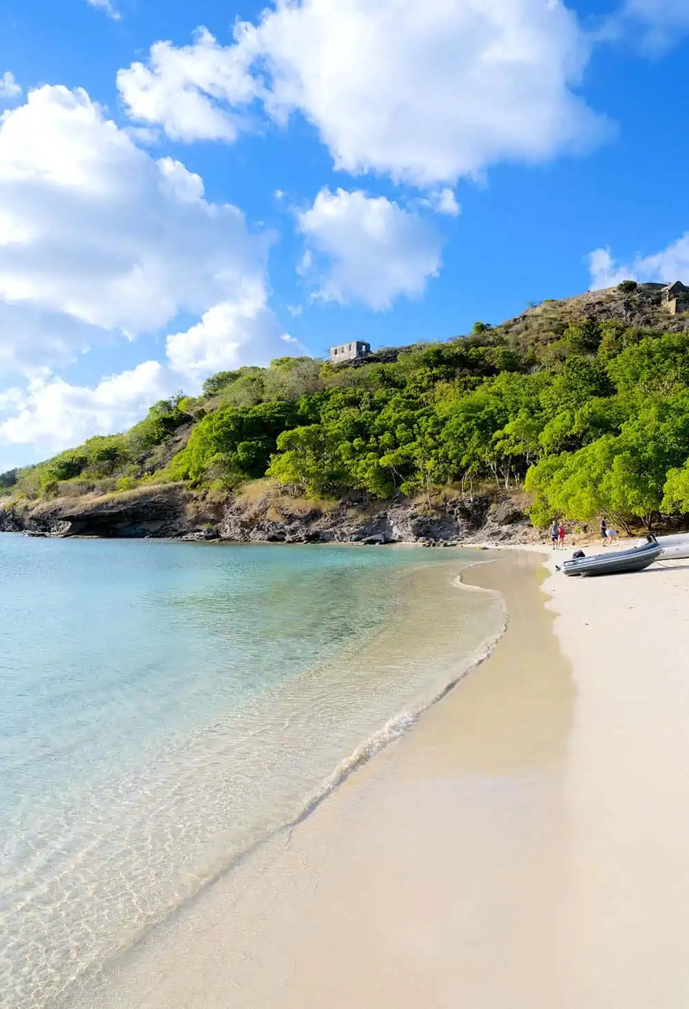 Fort Barrington looming over the beach at Deep Bay.