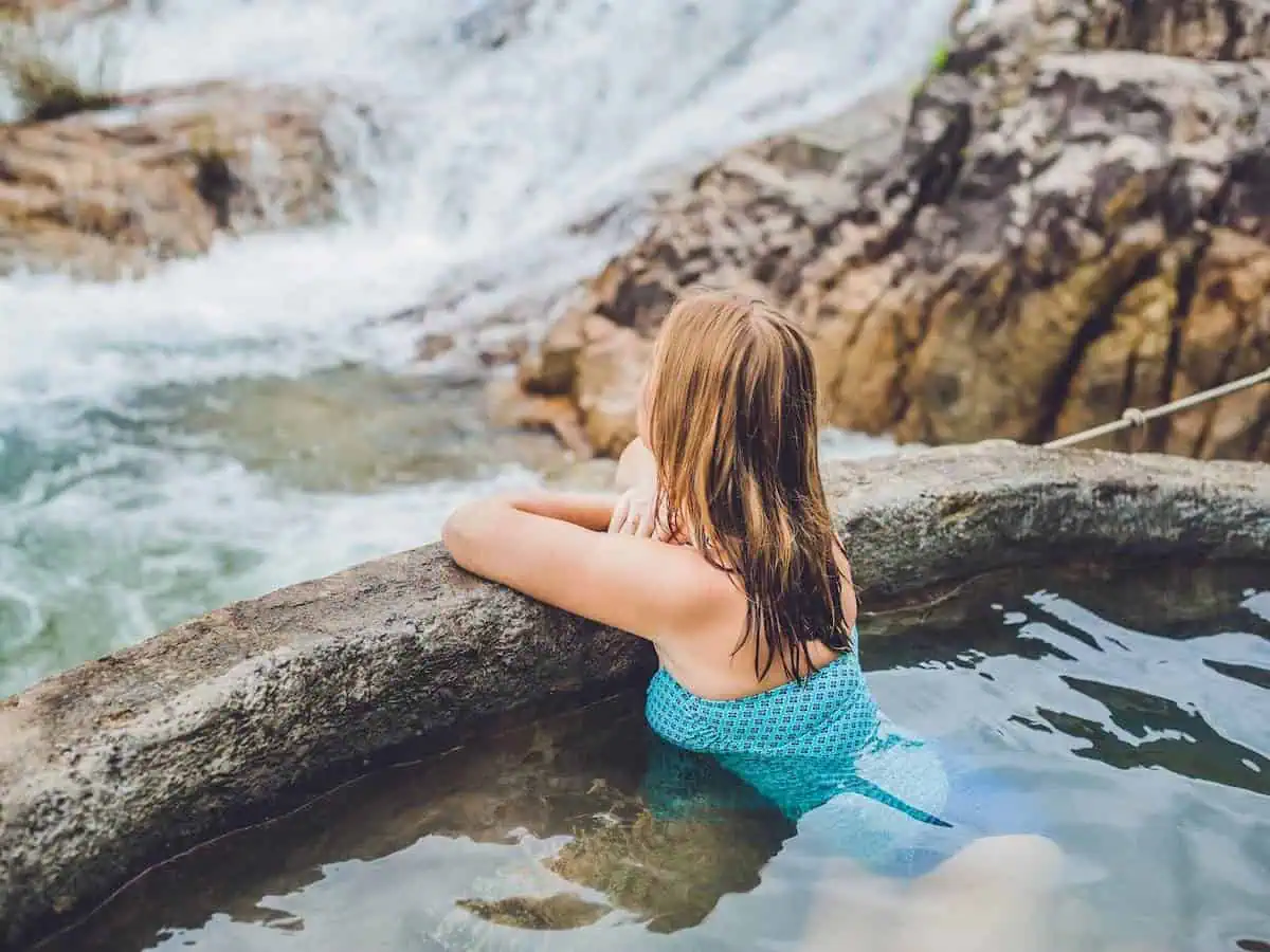 Women enjoying some hot springs.