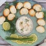 Overhead shot of a seafood dip made with smoked herring.