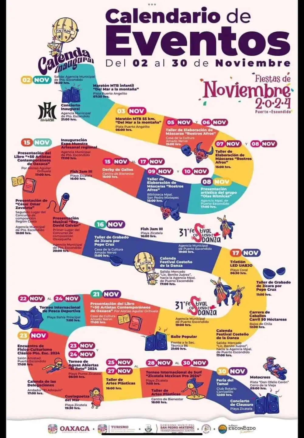 Calendar of Events for Fiestas de Noviembre 2024. 