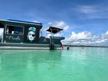 A pontoon tour is one of the top things to do in Bacalar, Mexico.