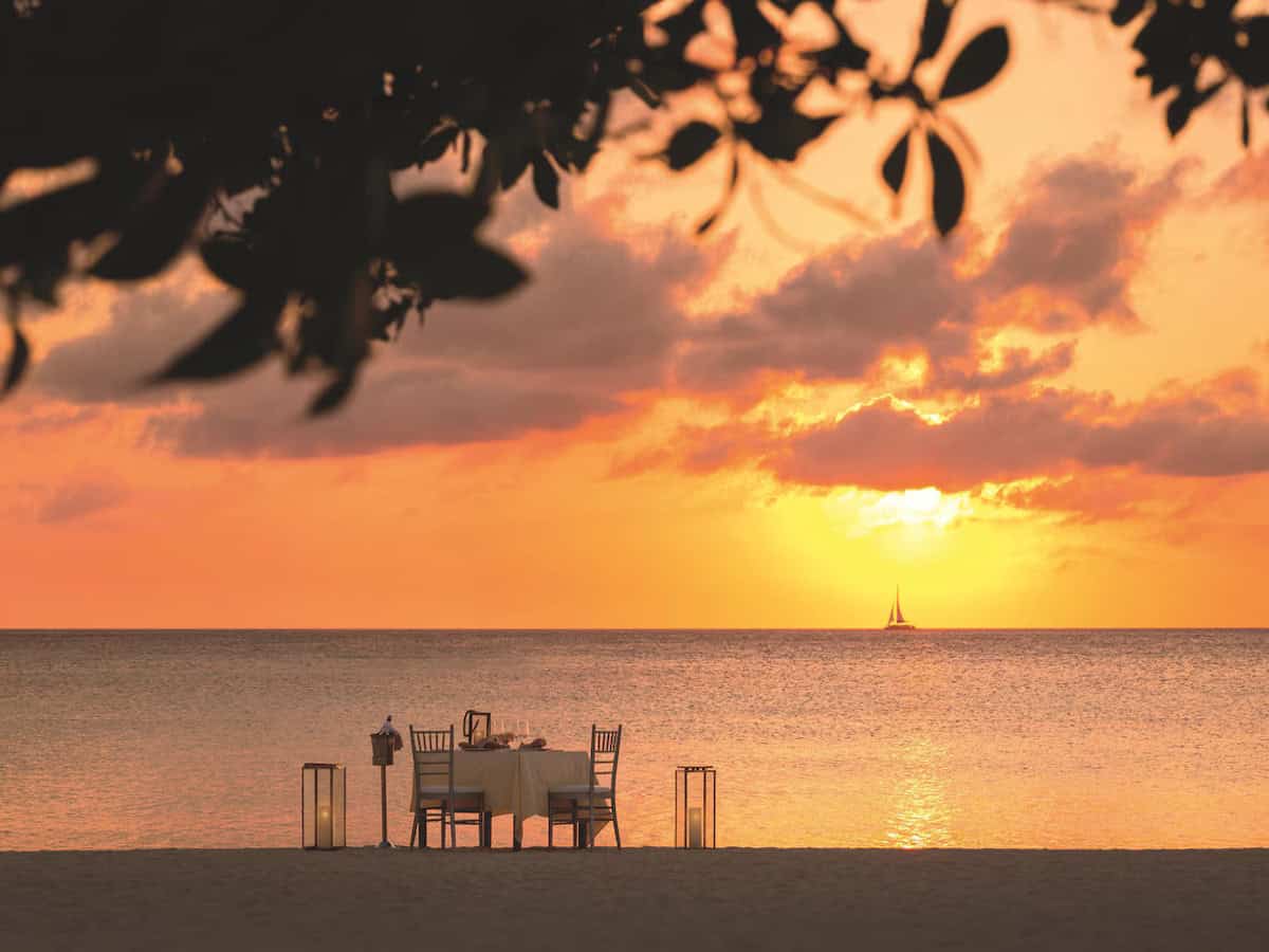 private dining on the beach at The Ritz-Carlton, Aruba.