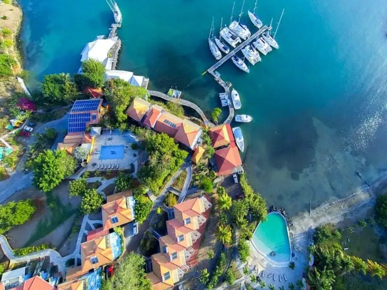 Aerial view of True Blue Bay Boutique Resort.