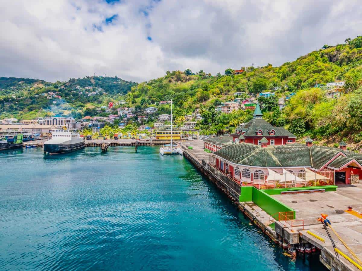 View of the port of Kingstown, St. Vincent on a sunny day.  