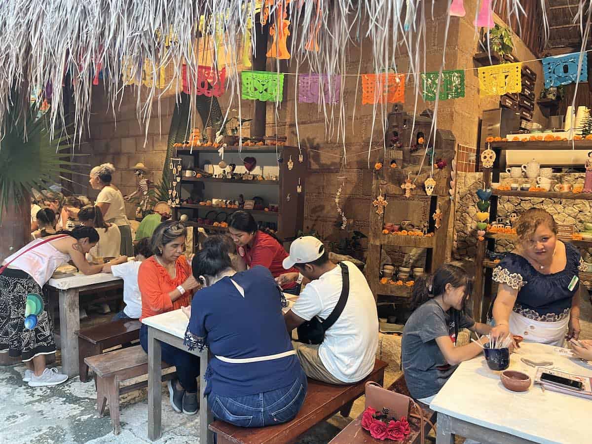 Participants in workshops (Telleres) at Xcaret Festival of Life and Traditions. 